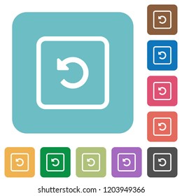 Rotate object left white flat icons on color rounded square backgrounds