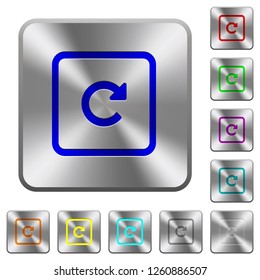 Rotate object right engraved icons on rounded square glossy steel buttons