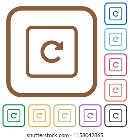 Rotate object right simple icons in color rounded square frames on white background
