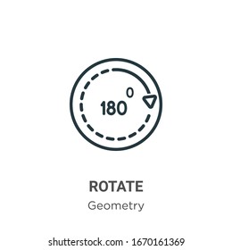 Icono de vector de contorno girado. Icono de rotación en negro de línea delgada, ilustración de elemento simple vectorial plano a partir del concepto de geometría editable trazo aislado en fondo blanco