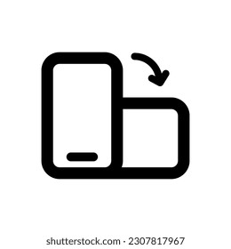 rotate phone icon, outline style, editable vector