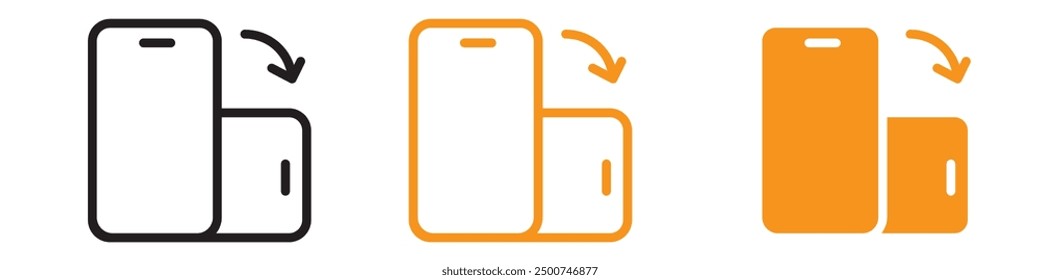 Rotate Phone Icon Set Orientation Change Illustrations for Mobile and Technology
