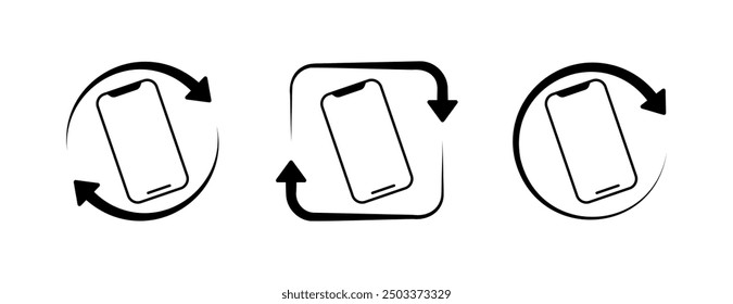 Dreht die Symbole für Telefonapparate. Linearer Stil. Vektorsymbole.