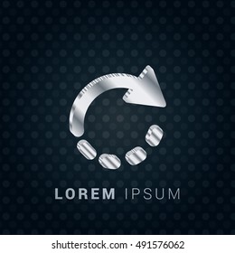 Rotate Right 3D silver/platinum metallic chromium precious Icon / Logo Design