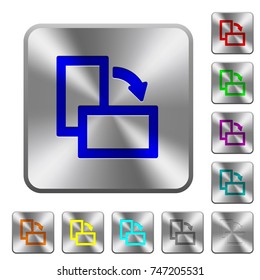 Rotate right engraved icons on rounded square glossy steel buttons
