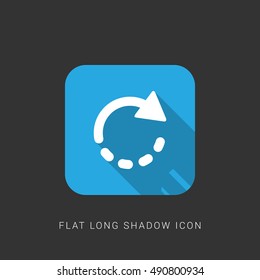 Rotate Right Flat blue long shadow Icon / Logo Design