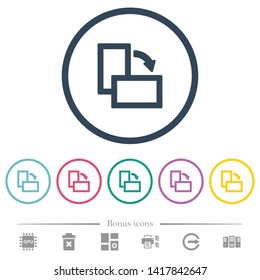 Rotate right flat color icons in round outlines. 6 bonus icons included.