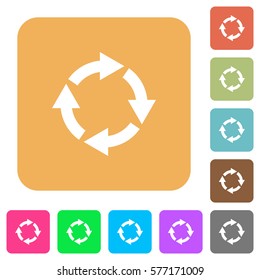 Rotate right flat icons on rounded square vivid color backgrounds.