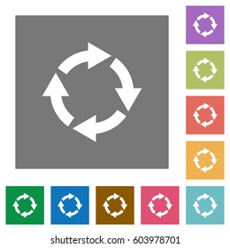Rotate right flat icons on simple color square backgrounds