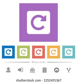 Rotate right flat white icons in square backgrounds. 6 bonus icons included.
