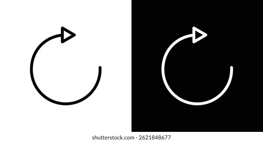 Rotar el icono derecho del concepto de trazo sobre fondo blanco