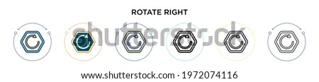 Rotate right icon in filled, thin line, outline and stroke style. Vector illustration of two colored and black rotate right vector icons designs can be used for mobile, ui, web