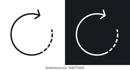 Rotate right icon set black and white colors. Graphic Vector icons pack