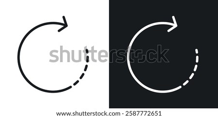 Rotate right icon set black and white colors. Graphic Vector icons pack