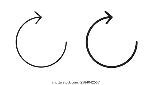 Rotate right icon set in thin line. vector illustrations for web