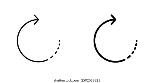 Rotate right icon symbol collection on white background.