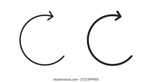 Ícone Girar para a direita do modelo. Conjunto de gráficos vetoriais de ícones