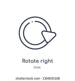 rotate right icon from tools and utensils outline collection. Thin line rotate right icon isolated on white background.
