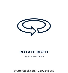 rotate right icon from tools and utensils collection. Thin linear rotate right, right, rotation outline icon isolated on white background. Line vector rotate right sign, symbol for web and mobile
