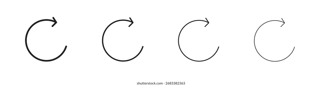 Gráficos del Vector del icono derecho de la rotación. iconos negros del vector del estilo