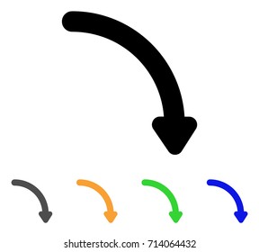 Rotate Right icon. Vector illustration style is a flat contour iconic rotate right symbol with black, grey, green, blue, yellow color versions. Designed for web and software interfaces.