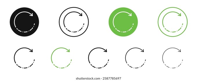 Rotate right icons in black and green colors collection