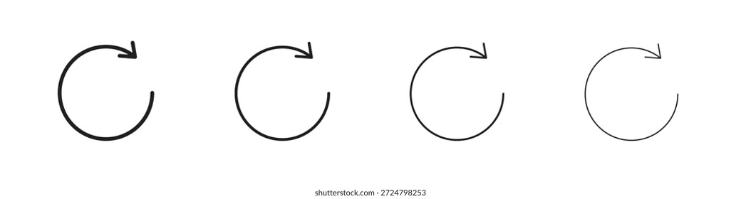 Gire los íconos de la línea derecha de la colección de Vector. Icono de Vector perfecto de píxeles