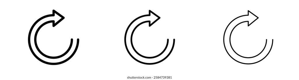 Rotate right icons in three different stroke lines