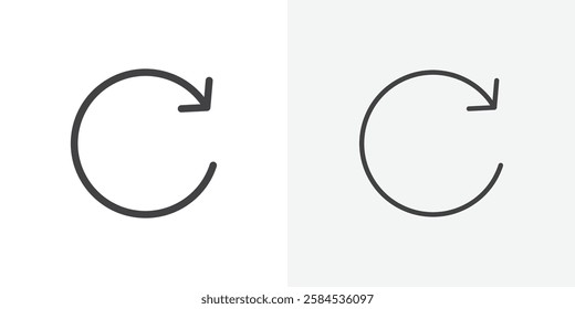 Rotate right icons vectors illustrations in black fill and liner versions