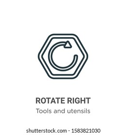 Rotate right outline vector icon. Thin line black rotate right icon, flat vector simple element illustration from editable tools and utensils concept isolated on white background