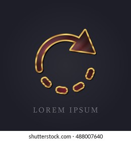 Rotate Right Red Ruby with Golden Frame Precious Jewellery Icon / Logo Design