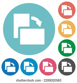 Rotate right solid flat white icons on round color backgrounds