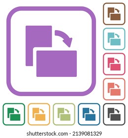 Rotate right solid simple icons in color rounded square frames on white background
