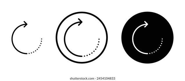 Rotate right vector icon set. refresh reload restart arrow button suitable for apps and websites UI designs.