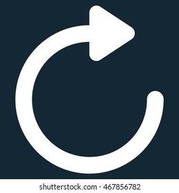 Rotate Right vector icon. Style is contour flat icon symbol, white color, dark blue background.