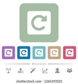 Rotate right white flat icons on color rounded square backgrounds. 6 bonus icons included