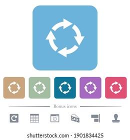 Rotate right white flat icons on color rounded square backgrounds. 6 bonus icons included
