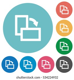 Rotate right white flat icons on color rounded square backgrounds