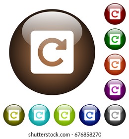 Rotate right white icons on round color glass buttons