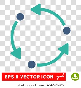 Rotate round icon. Vector EPS illustration style is flat iconic bicolor symbol, cobalt and cyan colors, transparent background.