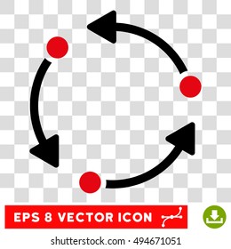 Rotate round icon. Vector EPS illustration style is flat iconic bicolor symbol, intensive red and black colors, transparent background.
