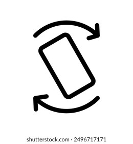 Rotate screen icon. Black arrows and phone. Simple and clear. Vector graphic.