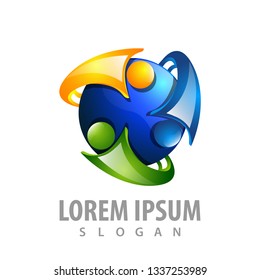 Rotate shiny human logo concept design. Symbol graphic template element 