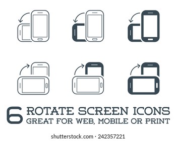 Rotate Smartphone or Cellular Phone or Tablet Icons Set in Vector 