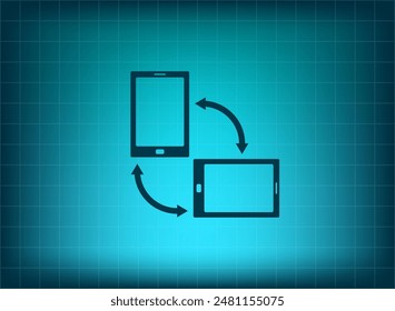 Rotate Smartphone or Cellular Phone or Tablet Icons in Vector