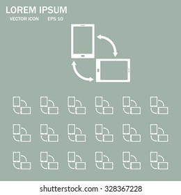 Rotate Smartphone or Cellular Phone or Tablet Icons in Vector