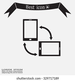 Rotate Smartphone or Cellular Phone or Tablet Icons in Vector