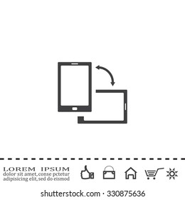 Rotate Smartphone or Cellular Phone or Tablet Icons in Vector