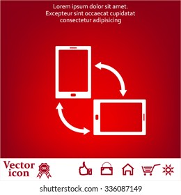 Rotate Smartphone or Cellular Phone or Tablet Icons in Vector