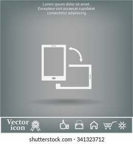 Rotate Smartphone or Cellular Phone or Tablet Icons in Vector